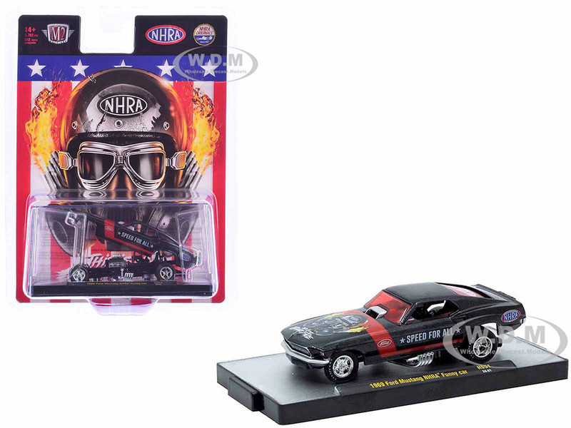 1969 Ford Mustang NHRA Funny Car Black Metallic with Red Stripes and Graphics Limited Edition to 3762 pieces Worldwide 1/64 Diecast Model Car M2 Machines 31500-HS51