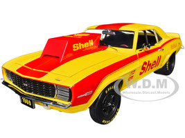 1969 Chevrolet Camaro SS RS Shell Oil Yellow with Red Stripes Limited Edition to 6550 pieces Worldwide 1/24 Diecast Model Car M2 Machines 40300-129A