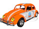 1952 Volkswagen Beetle Deluxe Model EMPI Power Rules Orange and White with Graphics Limited Edition to 6650 pieces Worldwide 1/24 Diecast Model Car M2 Machines 40300-129B