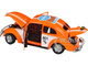 1952 Volkswagen Beetle Deluxe Model EMPI Power Rules Orange and White with Graphics Limited Edition to 6650 pieces Worldwide 1/24 Diecast Model Car M2 Machines 40300-129B