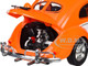 1952 Volkswagen Beetle Deluxe Model EMPI Power Rules Orange and White with Graphics Limited Edition to 6650 pieces Worldwide 1/24 Diecast Model Car M2 Machines 40300-129B