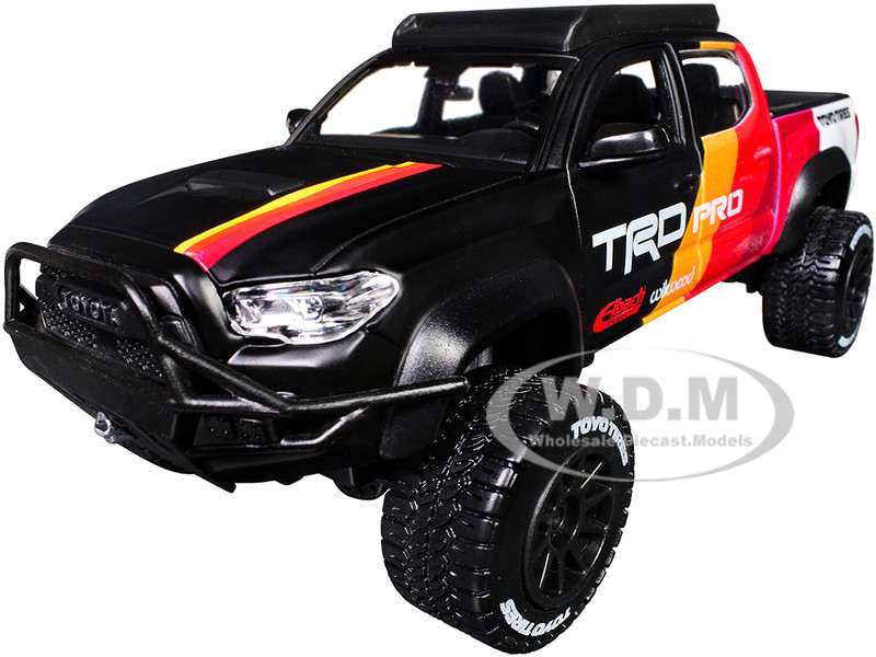 2023 Toyota Tacoma TRD PRO Off Road Pickup Truck Matt Black with Graphics and Roofrack Maisto Design Series 1/27 Diecast Model Car Maisto 32458MBK