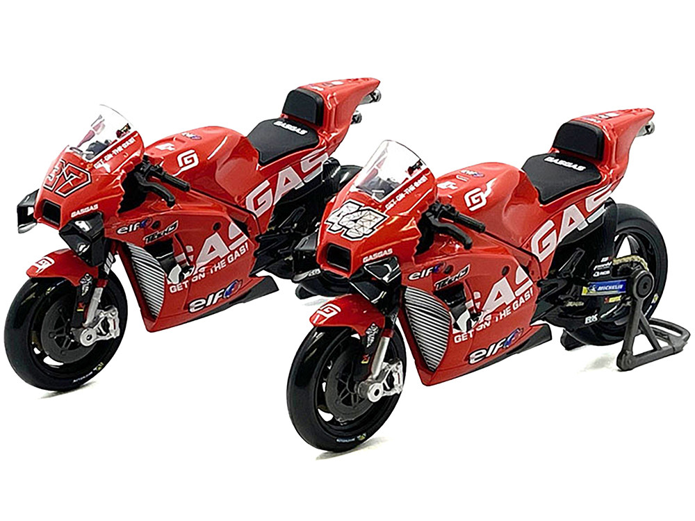 KTM RC16 37 Augusto Fernandez and 44 Pol Espargaro Gasgas Factory Racing Tech3 MotoGP World Championship 2023 Set of 2 Motorcycles 1 18