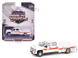 2016 Chevrolet Silverado 3500 HD Dually Service Bed Truck CalTrans California Department of Transportation White with Orange Stripes Dually Drivers Series 15 1/64 Diecast Model Car Greenlight 46150C