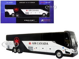 Prevost H3 45 Coach Bus Air Canada Landline Black and White Limited Edition 1/87 (HO) Diecast Model Iconic Replicas 87-0584