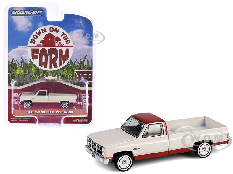 1981 GMC Sierra Classic K2500 Pickup Truck Beige and Dark Carmine Red Down on the Farm Series 10 1/64 Diecast Model Greenlight 48100D