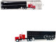 Peterbilt with Sleeper Cab Red with Black Livestock Trailer 1/87 (HO) Plastic Model Car Promotex 006347R