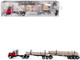 GMC Super B Log Truck and Trailer Red with Log Accessories 1/87 (HO) Plastic Model Car Promotex 006355R