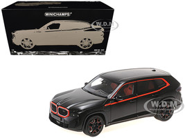 2023 BMW XM Matt Black with Red Stripes 1/18 Diecast Model Car Minichamps MC110023301