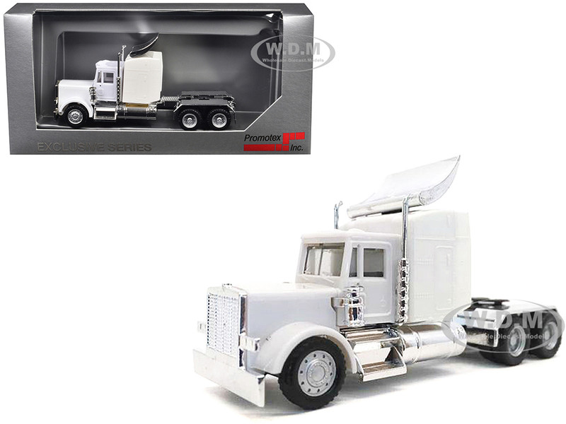 Peterbilt Sleeper Cab with Chrome Chassis White 1/87 (HO) Plastic Model Car Promotex 035232W