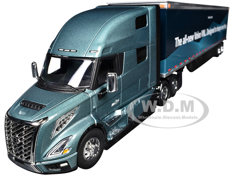 Volvo VNL 860 High Roof Sleeper and 53 Trailer with Skirts Coastal Mist Gray Metallic 1/50 Diecast Model First Gear 50-3502