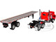 White Western Star 4900 Day Cab with 48 Utility Flatbed Trailer Viper Red 1/64 Diecast Model DCP/First Gear 60-2093