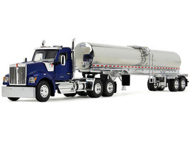 Kenworth W990 Day Cab with Walker Food Grade Tank Trailer Viper Blue 1/64 Diecast Model DCP/First Gear 60-2094