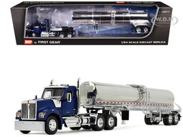 Kenworth W990 Day Cab with Walker Food Grade Tank Trailer Viper Blue 1/64 Diecast Model DCP/First Gear 60-2094