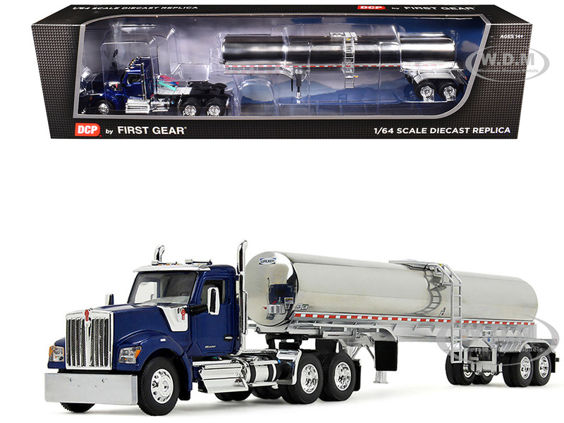 Kenworth W990 Day Cab with Walker Food Grade Tank Trailer Viper Blue 1/64 Diecast Model DCP/First Gear 60-2094