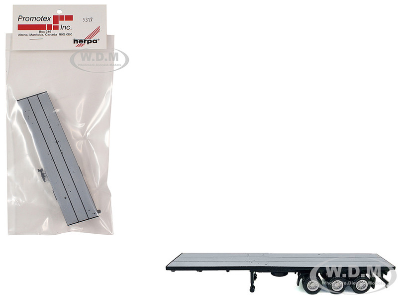 40ft 3 Axle Flatbed Trailer Gray Top 1/87 (HO) Plastic Model Promotex 005317GR