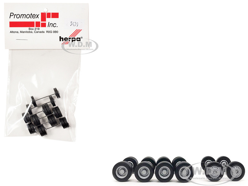 Planetary Hubs Wheel Set 2 Front and 4 Rear 1/87 (HO) Plastic Model Promotex 005479BK