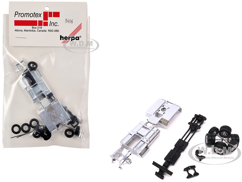 Chrome Chassis Kit for Kenworth or Peterbilt Cab 1/87 (HO) Plastic Model Promotex 005486CR