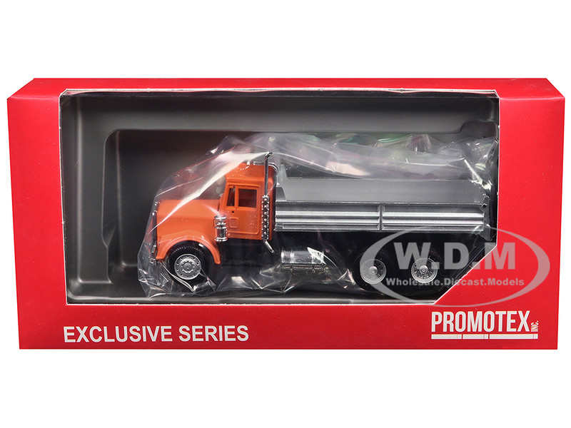 Peterbilt Dump Truck with Orange Cab 1/87 (HO) Plastic Model Car Promotex 006252OR