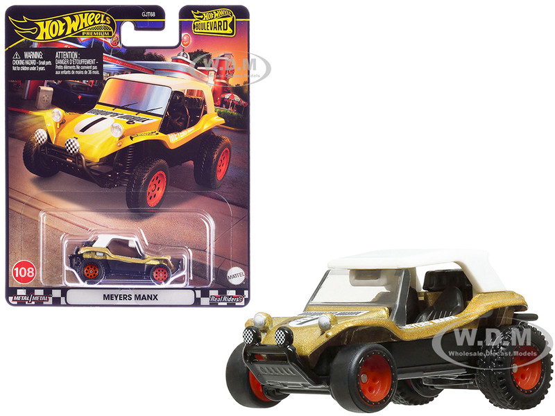Meyer Manx Dune Buggy #1 Gold Metallic with White Top Boulevard Series Diecast Model Car Hot Wheels HRT57