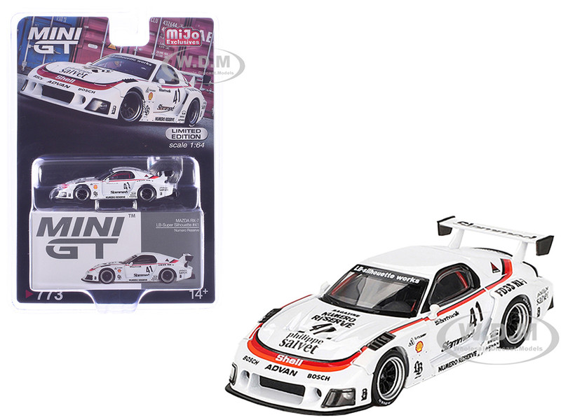 Mazda RX 7 LB Super Silhouette #41 Numero Reserve White Limited Edition 1/64 Diecast Model Car Mini GT MGT00773