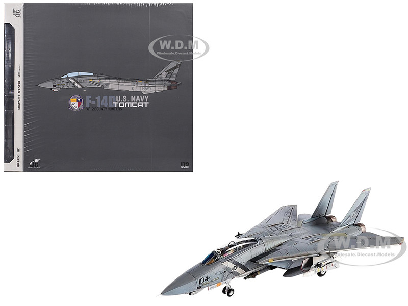 Grumman F 14D Tomcat Fighter Aircraft VF 2 Bounty Hunters NE104 2002 United States Navy  1/72 Diecast Model JC Wings JCW-72-F14-008