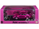 Porsche 964 Widebody Hot Pink Metallic with Extra Wheels and Wing 1/64 Diecast Model Car CM Model CM64-964-INA