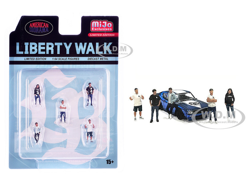 Liberty Walk Team 5 piece Diecast Figure Set 5 Figures Limited Edition for 1/64 Scale Models American Diorama AD-2415MJ