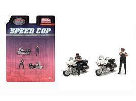 Speed Cop 4 piece Diecast Figure Set 2 Figures 2 Motorcycles Limited Edition for 1/64 Scale Models American Diorama AD-64530MJ