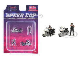 Speed Cop 4 piece Diecast Figure Set 2 Figures 2 Motorcycles Limited Edition for 1/64 Scale Models American Diorama AD-64530MJ
