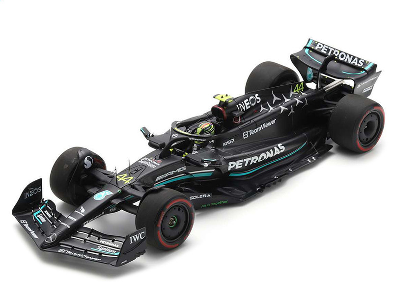 Mercedes AMG F1 W14 E Performance #44 Lewis Hamilton Petronas 3rd Place Formula One F1 British GP 2023 with Acrylic Display Case 1/18 Model Car Spark 18S901