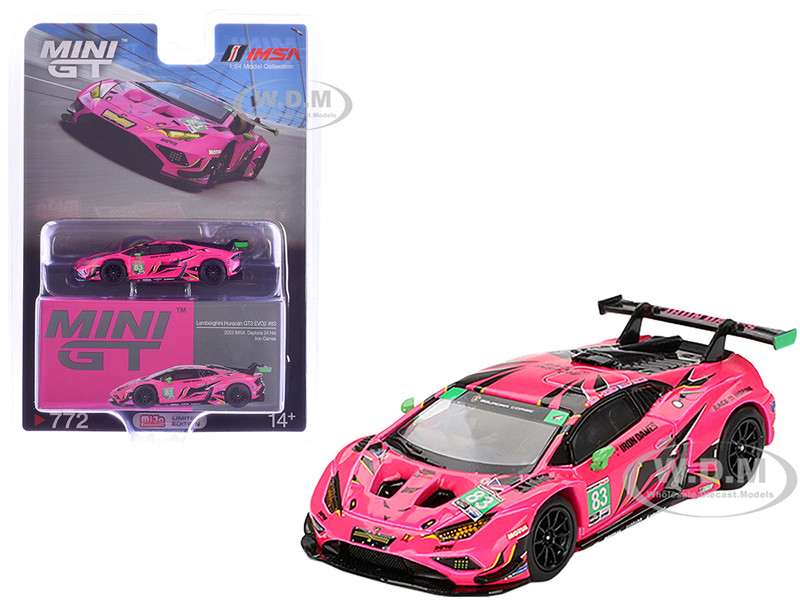 Lamborghini Huracan GT3 EVO2 #83 Sarah Bovy Rahel Frey Michelle Gatting Doriane Pin Iron Dames 24 Hours of Daytona 2023 Limited Edition 1/64 Diecast Model Car Mini GT MGT00772