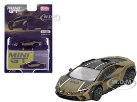 Lamborghini Huracan Sterrato Verde Gea Matt Green Metallic with Black Tio and White Stripes Limited Edition to 7200 pieces Worldwide 1/64 Diecast Model Car Mini GT MGT00779