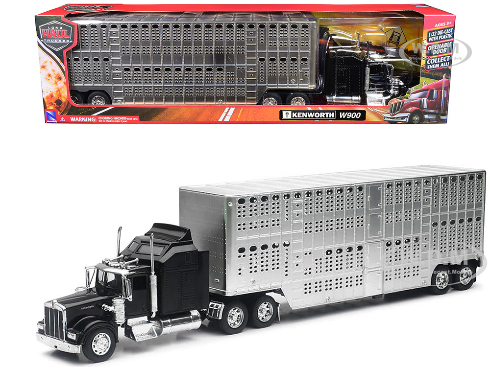 ダイキャストプロモーション　Kenworth W900 Kenworth W900 Truck Black with Pot Belly Livestock Chrome