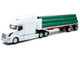 Volvo VN 780 Truck with Flatbed Trailer and Long Pipes White Long Haul Truckers Series 1/32 Diecast Model New Ray 14223B