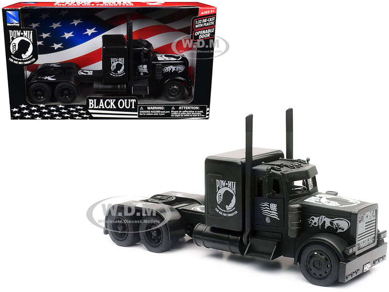 Peterbilt Custom Truck Black Out POW MIA You Are Not Forgotten 1/32 Diecast Model New Ray SS-11643