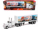 Peterbilt 379 Truck White with Dry Van Trailer Truckers Rule America Long Haul Truckers Series 1/32 Diecast Model New Ray SS-12393