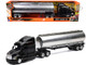 Peterbilt 387 Truck Black with Tanker Trailer Silver Long Haul Truckers Series 1/43 Diecast Model New Ray SS-15433