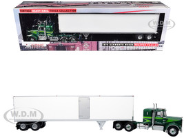 1976 Kenworth W900A Tractor with Dry Goods Trailer Green Metallic with Light Green Graphics Vintage Heavy Haul Truck Collection 1/43 Diecast Model Iconic Replicas 43-0591