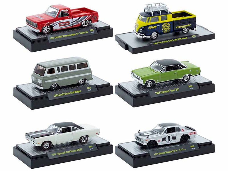 Auto Meets Set of 6 Cars IN DISPLAY CASES Release 85 Limited Edition 1/64 Diecast Model Cars M2 Machines 32600-85