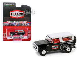 1963 Harvester Scout Texaco Black with White Top and Red Interior Texaco Special Edition Series 1 1/64 Diecast Model Car Greenlight 41165B