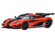 Koenigsegg One 1 Lava Orange with Carbon and Silver Stripes 1/64 Diecast Model Car Autoart 20044