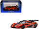 Koenigsegg One 1 Lava Orange with Carbon and Silver Stripes 1/64 Diecast Model Car Autoart 20044