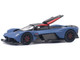 Aston Martin Valkyrie Satin Marina Blue with Carbon Top 1/64 Diecast Model Car Pop Race PR640096