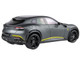 Ferrari Purosangue Matt Silverstone Gray Metallic with Yellow Stripes and Panoramic Roof with DISPLAY CASE Limited Edition to 20 pieces Worldwide 1/18 Model Car BBR P18231M