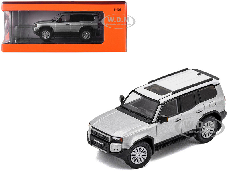 Toyota Land Cruiser Prado 250 Silver Metallic with White Top 1/64 Diecast Model Car GCD KS-075-422