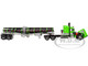 Peterbilt 389 with 48 Mid Roof Sleeper and Polar Deep Drop Trailer Green and Silver 1/64 Diecast Model DCP/First Gear 60-1934