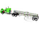 Peterbilt 389 with 48 Mid Roof Sleeper and Polar Deep Drop Trailer Green and Silver 1/64 Diecast Model DCP/First Gear 60-1934