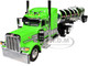 Peterbilt 389 with 48 Mid Roof Sleeper and Polar Deep Drop Trailer Green and Silver 1/64 Diecast Model DCP/First Gear 60-1934