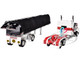 Peterbilt 389 with 48 Mid Roof Sleeper and MAC Coal End Dump Trailer White with Red and Gold Stripes 1/64 Diecast Model DCP/First Gear 60-1936